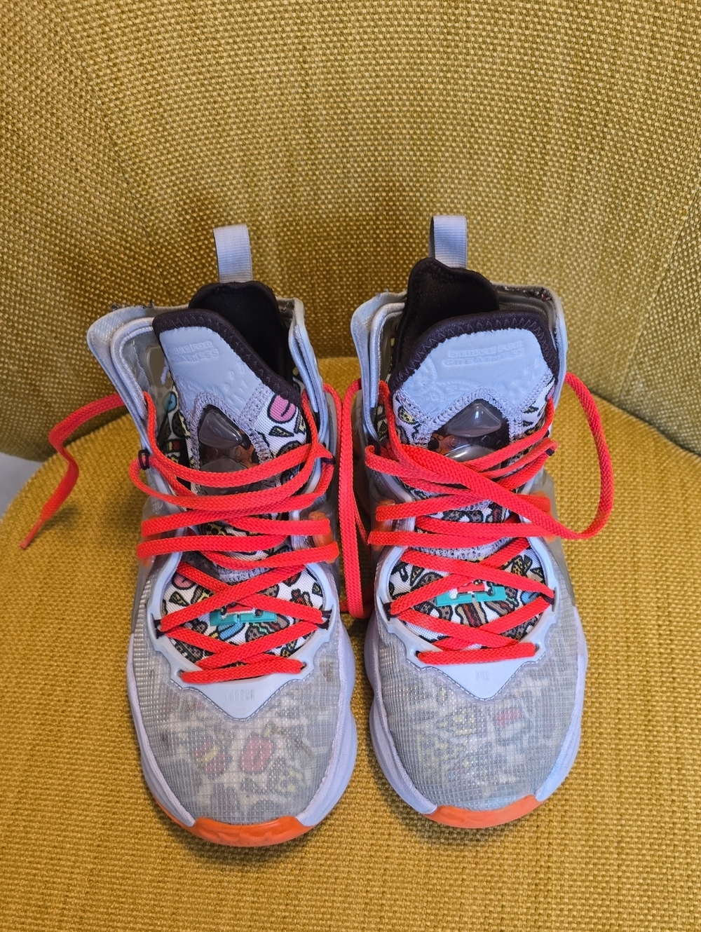 Nike Men's Multicolor Patterned Sneakers with Neon Orange Laces